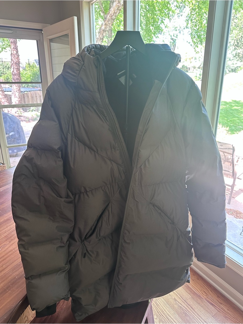 Champion Womens XL Black Hooded Puffer Jacket Oversized Full Zip Coat